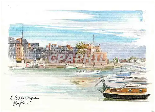 Cartes postales moderne La Cote de Grace Le bassin a flot de Honfleur