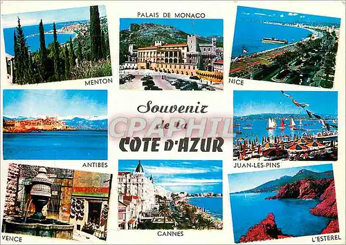 Moderne Karte Souvenir de la Cote d'Azur