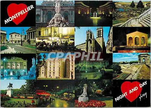Cartes postales moderne Montpellier Nuit et Jour Herault