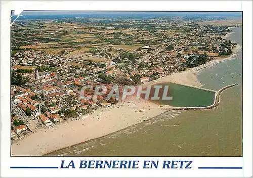 Moderne Karte La Berniere en Retz France Vue aerienne La plage et le plan d'eau