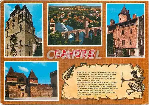 Moderne Karte Cahors Lot La Cathedrale Pont Valentre Maison Henri IV