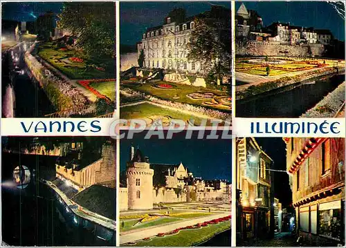 Cartes postales moderne Vannes Illuminee Les Jardins les Remparts