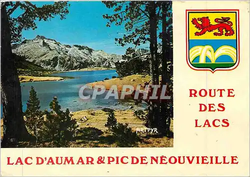 Moderne Karte Route des Lacs Lac d'Aumar Pic de Neouvieille Lion