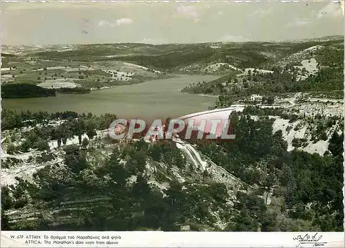 Moderne Karte Attica The Marathons dam seen from above Barrage