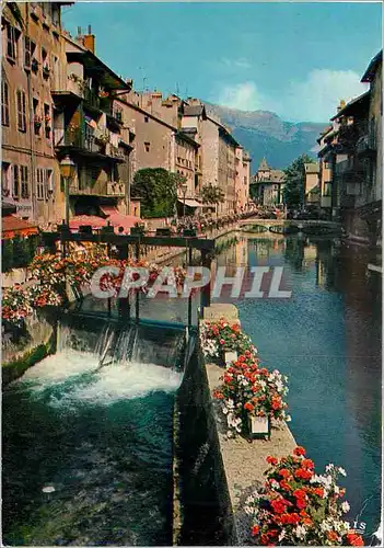 Moderne Karte Annecy Haute Savoie Ville fleurie Le canal du Thiou dans les viuex quartiers