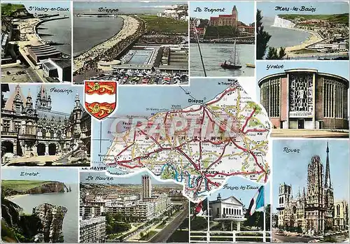 Cartes postales moderne La Seine Maritime D'apres Carte Michelin St Valery en Caux Dieppe Le Treport Mers les Bains Feca