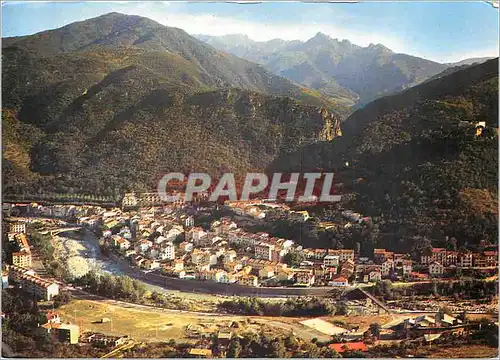Moderne Karte Amelie les Bains PO Perle des Pyrenees Vue d'ensemble Au fond les Gorges du Mondony