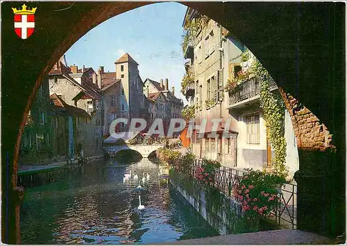 Moderne Karte Annecy Les Vieux Quartiers Quais fleuris au bord du Thiou vers le Pont Morens