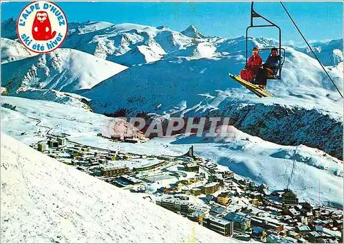 Moderne Karte Alpe d'Huez Isere Vue generale Grand Pic de la Meije