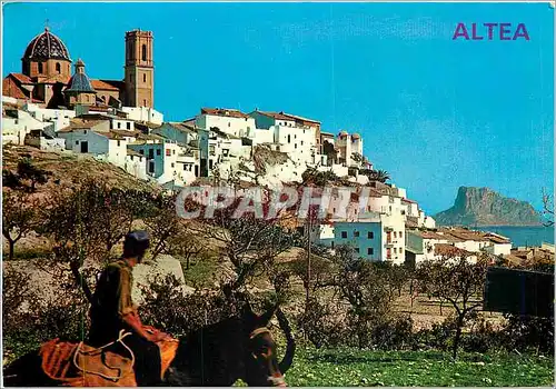 Moderne Karte Altea Alicante Vue pittoresque Au fond le Penon d'Ifach