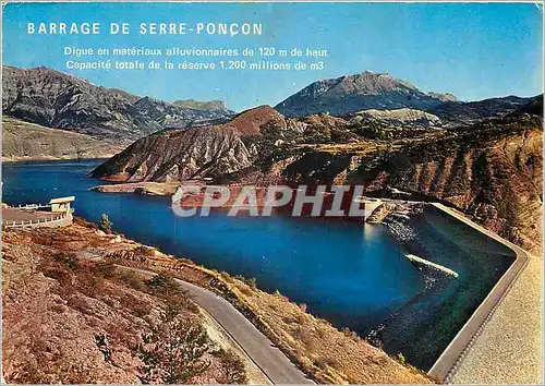 Moderne Karte Les Hautes Alpes Barrage et Lac de Serre Poncon Le Belvedere