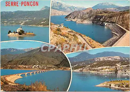 Moderne Karte Lac de Serre Poncon Hautes Alpes Chapelle St Michel de Prunieres Barrage Pont de Savines