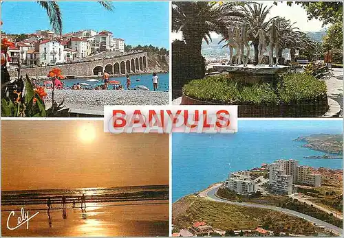 Cartes postales moderne Banyuls La Plage Monument la Sardagne Coucher de soleil