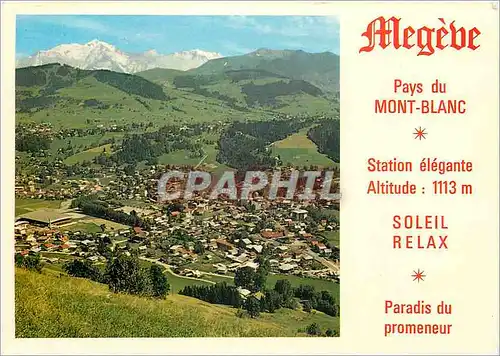 Cartes postales moderne Megeve Vue generale et le Mont Blanc