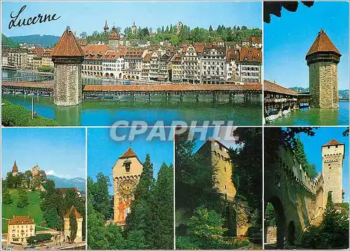 Moderne Karte Lucerne Luzern und seine Turme Wasserturm