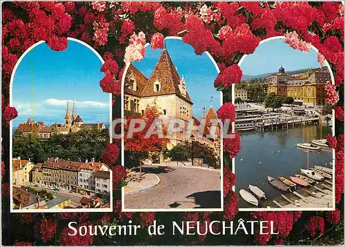 Cartes postales moderne Souvenir de Neuchatel La Collegiale le Chateau les Remparts