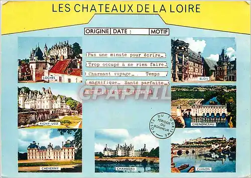 Moderne Karte Les Chateaux de la Loire Loches Blois Rigny Usse Chenoneau Cheverny Chambord Chinon