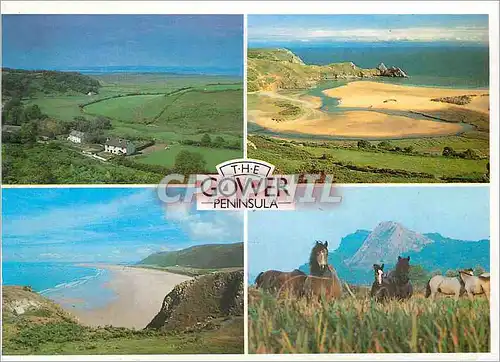 Moderne Karte Cheriton Three Cliffs Bay Rhossili Bay Llandimore Marsh Gower Wales