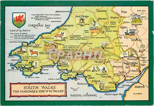 Moderne Karte South Wales The Marches The Wyle Valley