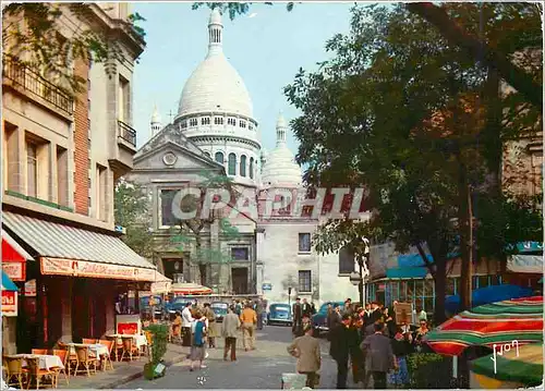 Moderne Karte Paris La Place du Terire et le Sacre Coeur