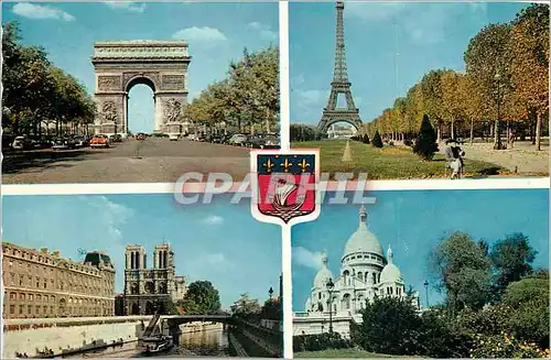 Cartes postales moderne Paris L'Arc de Triomphe La Tour Eiffel Notre DameLe Sacre Coeur