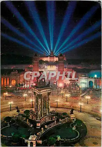 Cartes postales moderne Barcelona Place d'Espagne et Entree Exposition la Nuit