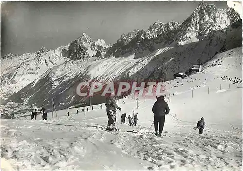 Moderne Karte Les Houches Bellevue Hte Savoie Vue generale sur la chaine du Mont Blanc Ski