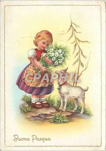 Cartes postales moderne Buona Pasqua Enfant Agneau