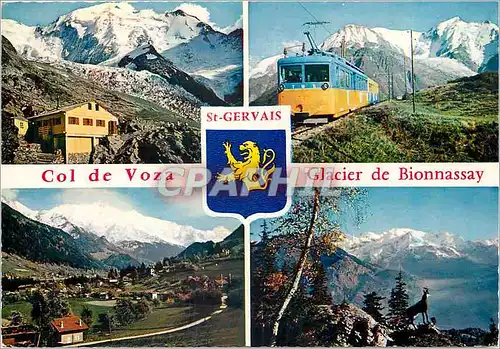 Cartes postales moderne Col de Voza Glacier de Bionnassay Chalet du Nid d'Aigle Train
