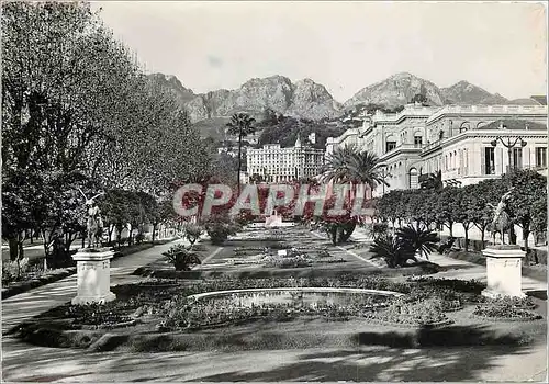 Moderne Karte Menton Les jardins publics Au fond le Palais Lutetia