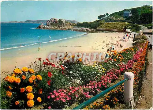 Moderne Karte Perros Guirec Cotes du Nord La Plage de Trestrignel et la Pointe du Chateu