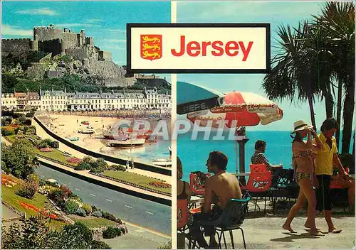 Cartes postales moderne Jersey Mont Orgueil Castle and Gorey Harbour Lion