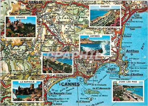 Moderne Karte Cote d'Azur French Riviera Alpes Maritimes