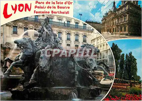 Cartes postales moderne Lyon La Fontaine Bartholdi Le Palais de la Bourse