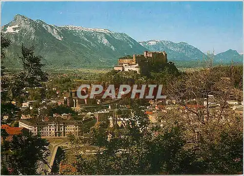Cartes postales moderne Salzburg Blick vom Kapuzinerberg auf Festung und Untersberg