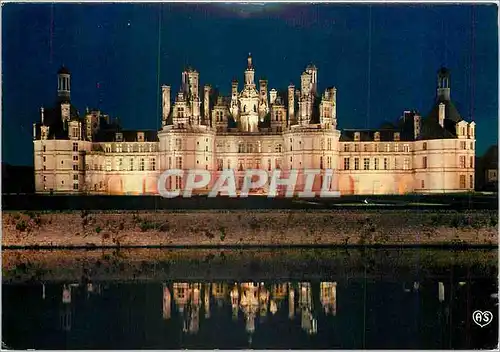 Cartes postales moderne Chambord L et C La facade principale illuminee