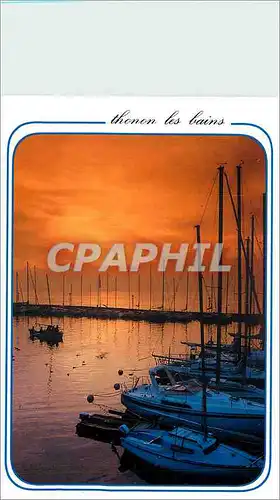 Moderne Karte Thonon les Bains Hte Savoie A l'heure ou le crepuscule descend sur le port