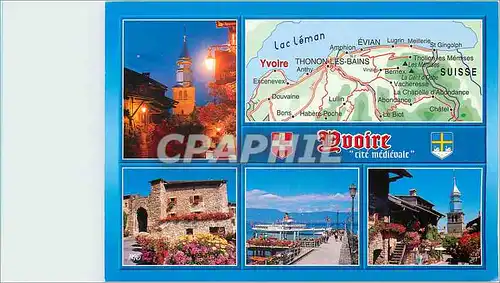 Cartes postales moderne Sur les rives du Lac Leman Yvoire Haute Savoie Le clocher au crepuscule