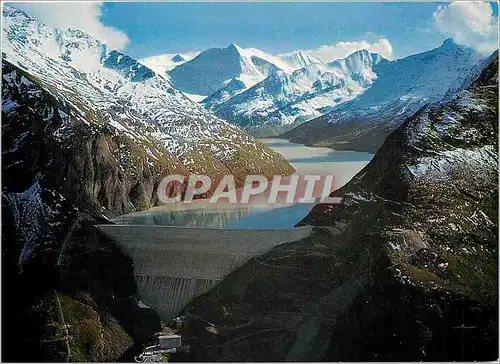 Cartes postales moderne Barrage et lac de la Grande Dixence au fond le Mont Blanc de Cheillen