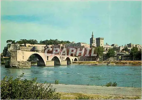 Cartes postales moderne Avignon Vaucluse Vue generale du Pont St Benezet et du Palais de Papes