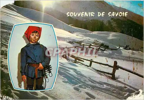 Cartes postales moderne Souvenir de Savoie Petit Ramoneur Crepuscule sur les champs de neige