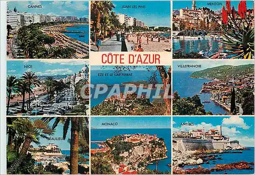 Cartes postales moderne Cote d'Azur Cannes Juan les Pins Menton Nice Eze Villefranche