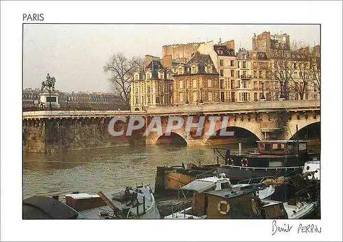 Moderne Karte Paris Le Pont Neuf et la statue du roi Henri IV