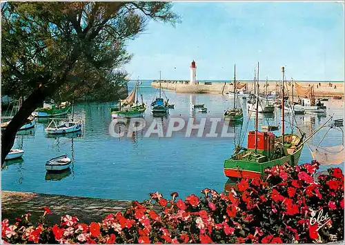 Moderne Karte Ile d'Oleron Char Marit La Cotiniere Le Port et le Phare Bateaux