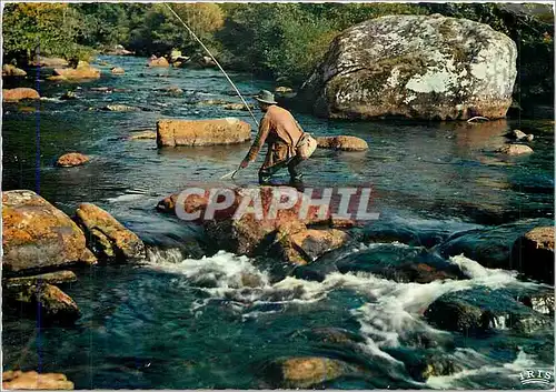 Moderne Karte Vallee de la Vezere Le Pecheur de Truites Peche