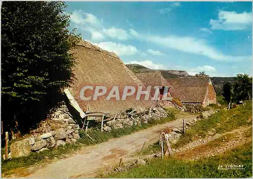 Moderne Karte Auvergne Maison d'Autrefois Buron au toit de chaume