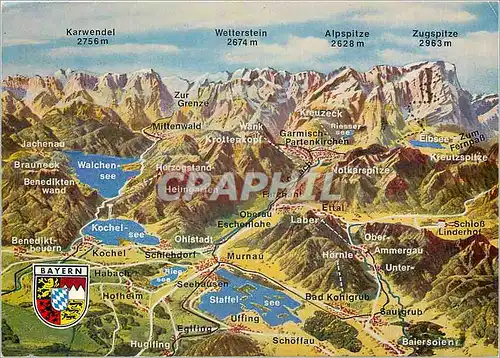 Cartes postales moderne Panorama Bayerisches Oberland West mit Loisach und Ammertal
