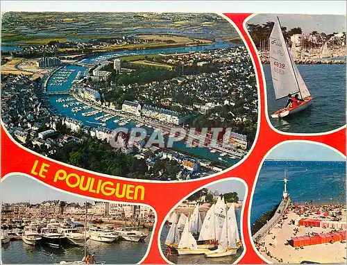 Cartes postales moderne La Cote d'Armour Le Pouliguen Le port de plaisance et la plage