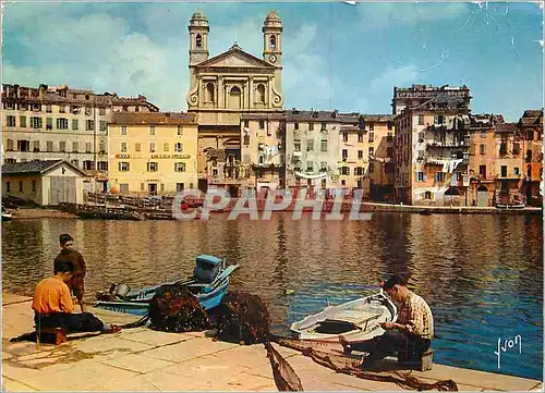 Cartes postales moderne La Corse oasis de Beaute Bastia L'Eglise Saint Jean au milieu de vieilles maisons bordant le por