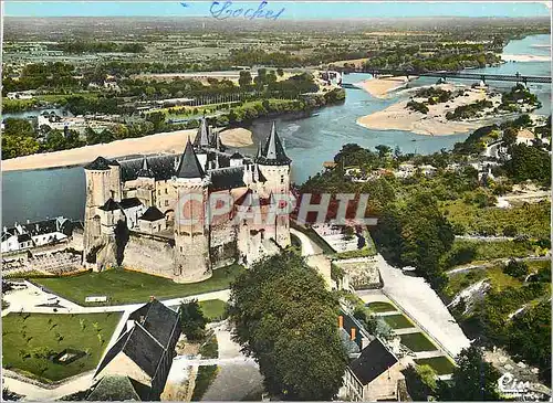 Moderne Karte Saumur Le chateau vue aerienne